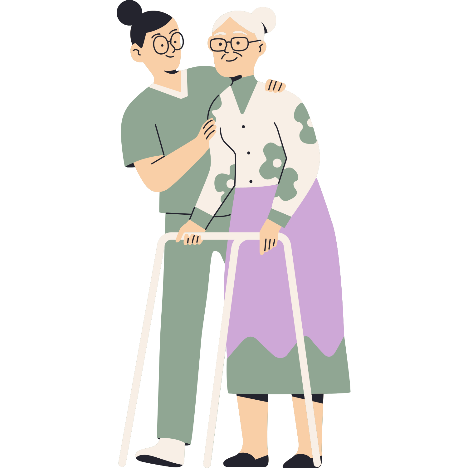 Girl doing groceries with grandmother